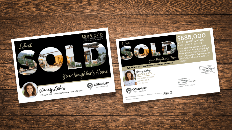 Just sold your neighbor's home postcards with a wooden background.