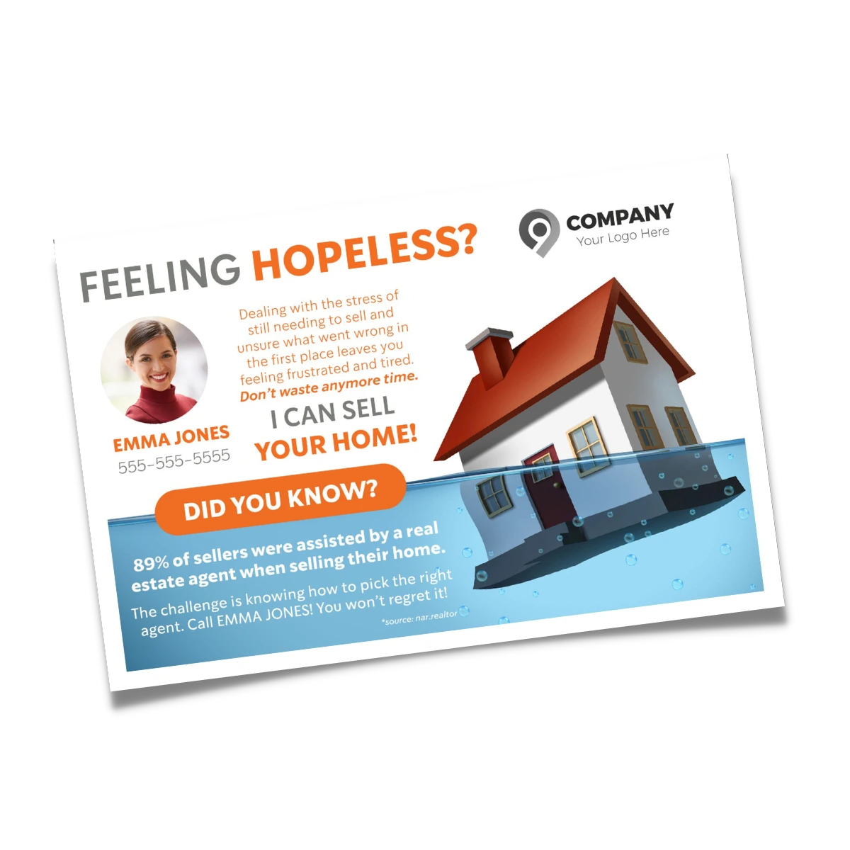 A real estate expired listing postcard showcasing a listed home not selling.