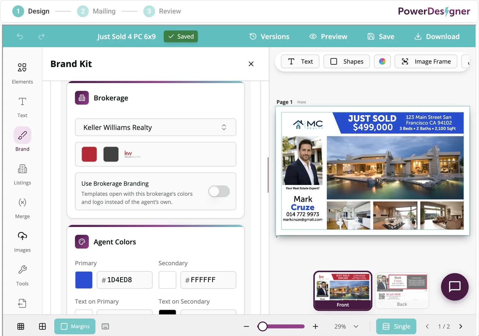 Building your PowerDesigner Brand Kit — brokerage, colors, and fonts