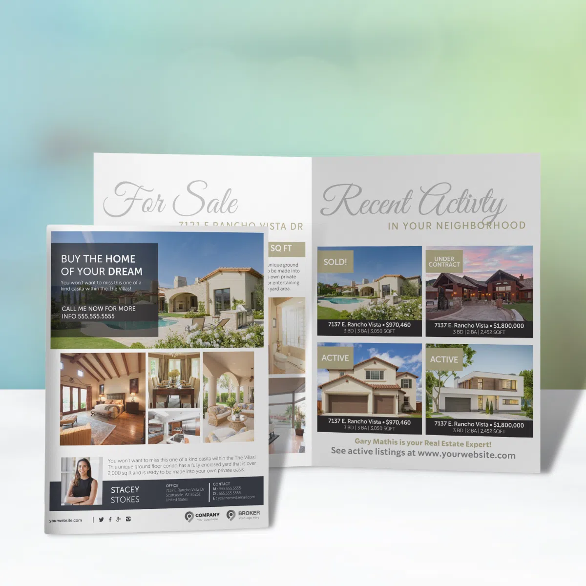 Direct mail bi-fold brochures for real estate