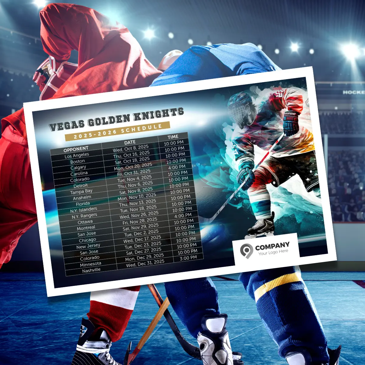 Hockey Schedule Postcards