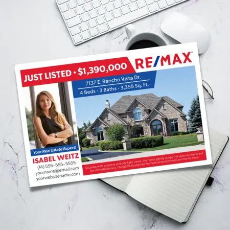 RE/MAX Just Listed Postcard featuring property listing