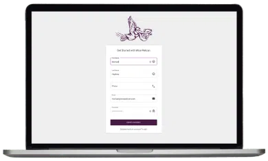 Sign up form on laptop screen