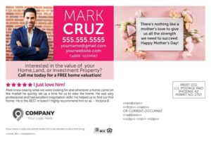 Bright and Beautiful Mothers Day Mark Cruz Postcard Template Back