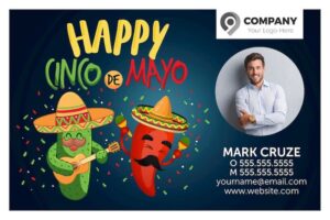 Cinco De Mayo Peppers with Maracas Postcard Template Front