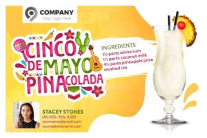 Cinco De Mayo Pina Colada Recipe Postcard Template Front