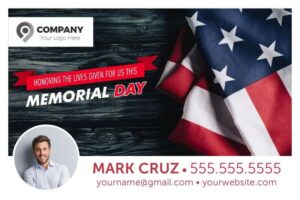 Honoring Lives Memorial Day Postcard Template Front