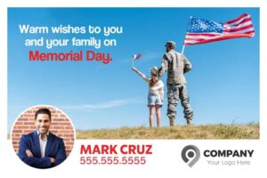 Warm Wishes Memorial Day Postcard Template Front