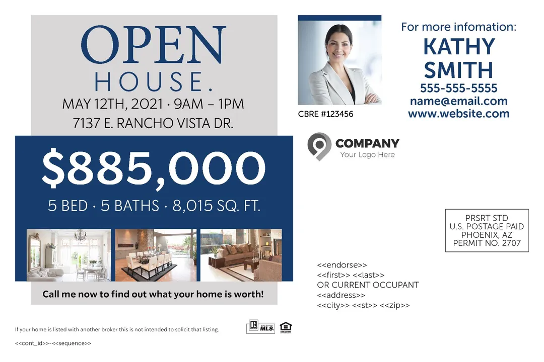 Postcards for Open House realtors front