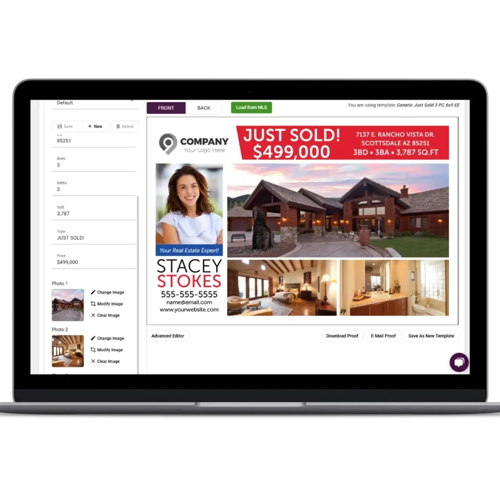 A laptop screen featuring the Express editor for customizing mailers.